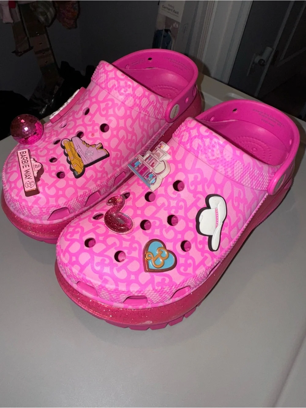 Barbie Pink Girls' Slip-On Clog Sandals with Decorative Charms - Picture 4 of 6